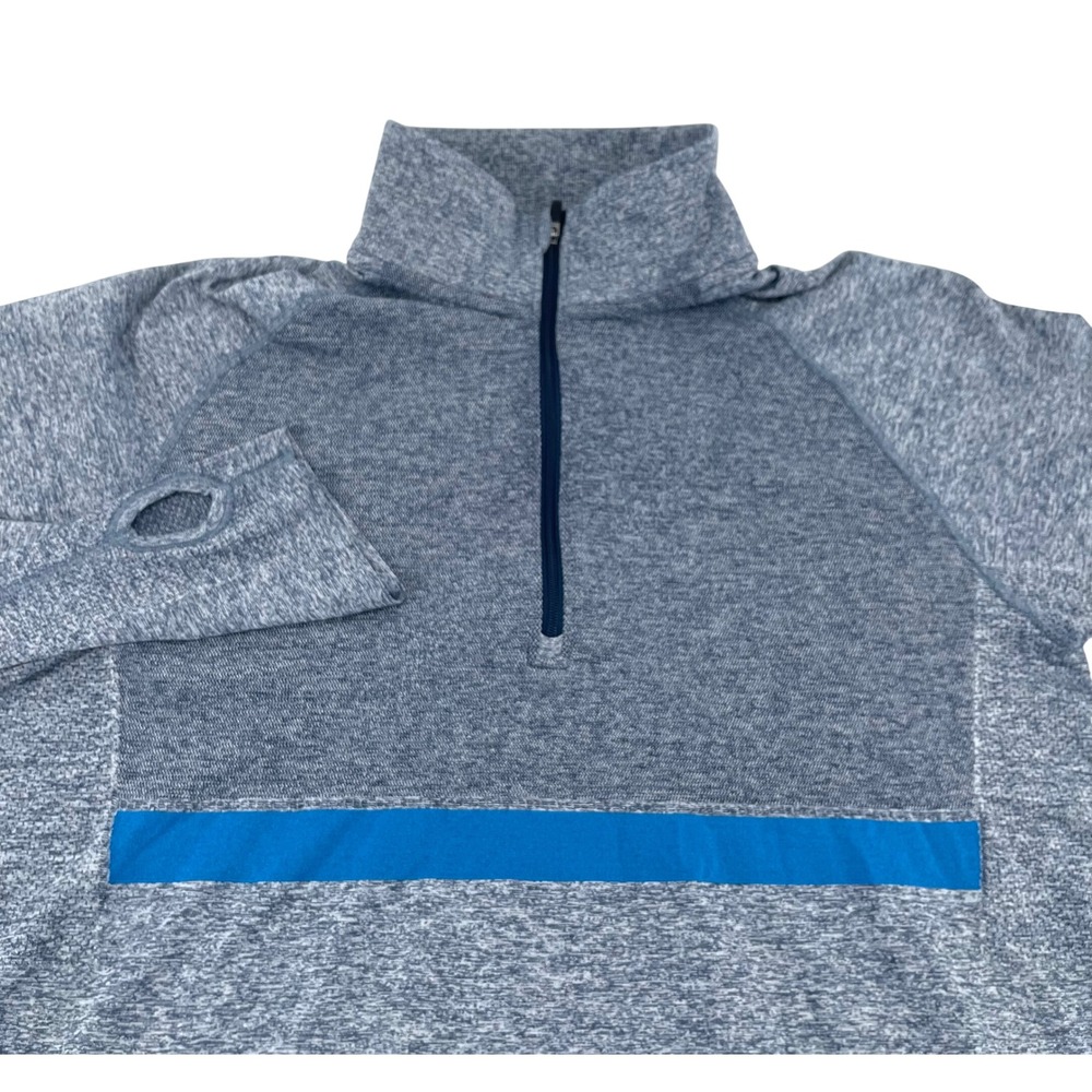 Nike Mens Dri-FIT 1/4 Zip Running Top Grey Blue Stripe Thumbholes ActivewearM